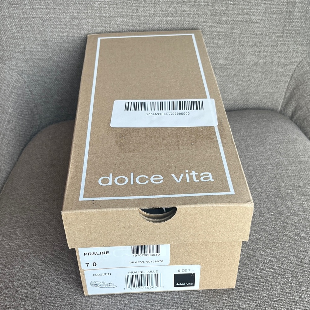 Dolce Vita Raeven Praline Tulle Neutral Nude Beige Mesh Square Toe Ballet Flats - Picture 11 of 16